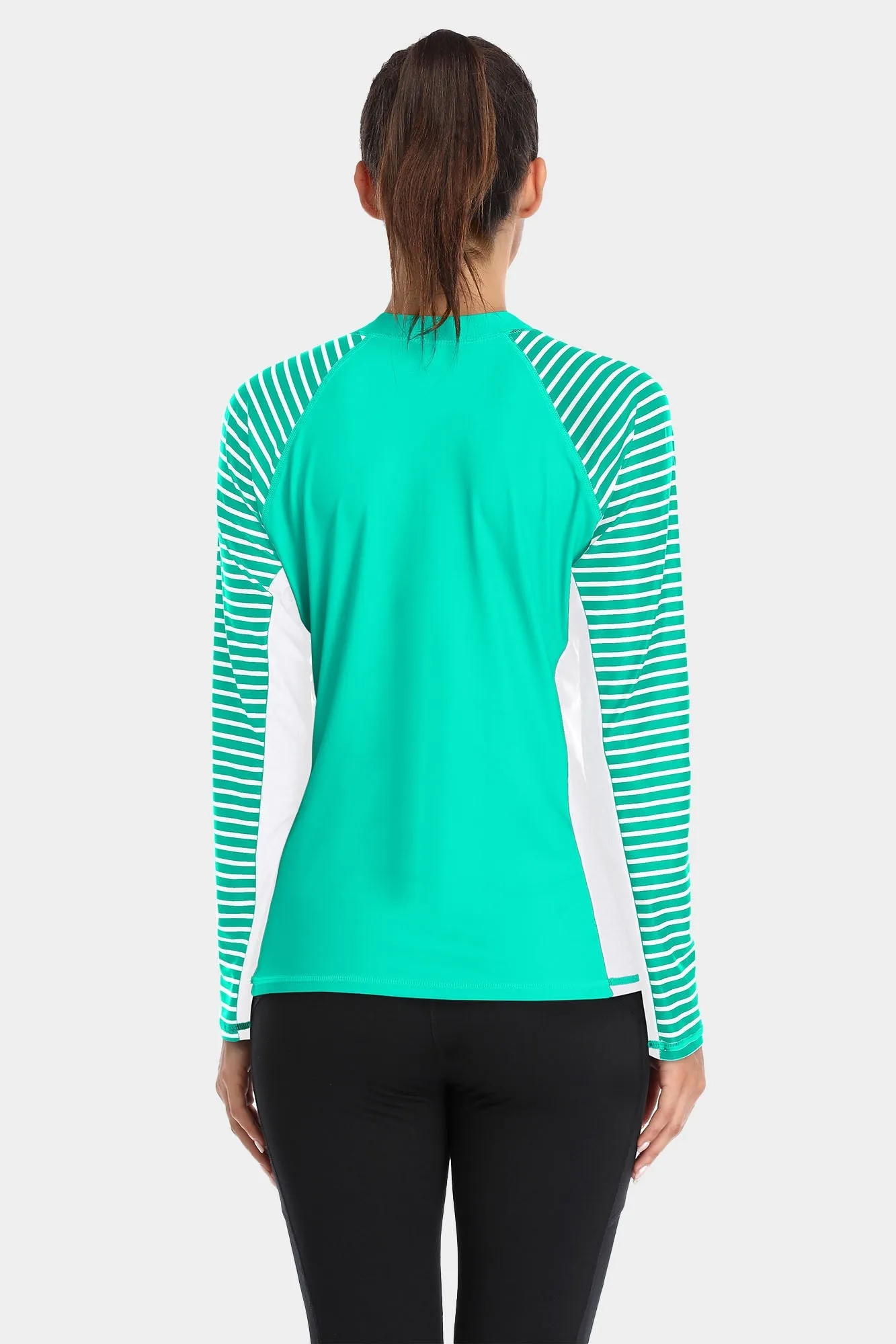 Clearance | Women's Stripe Long Sleeves UPF 50  Crew Rash Guard