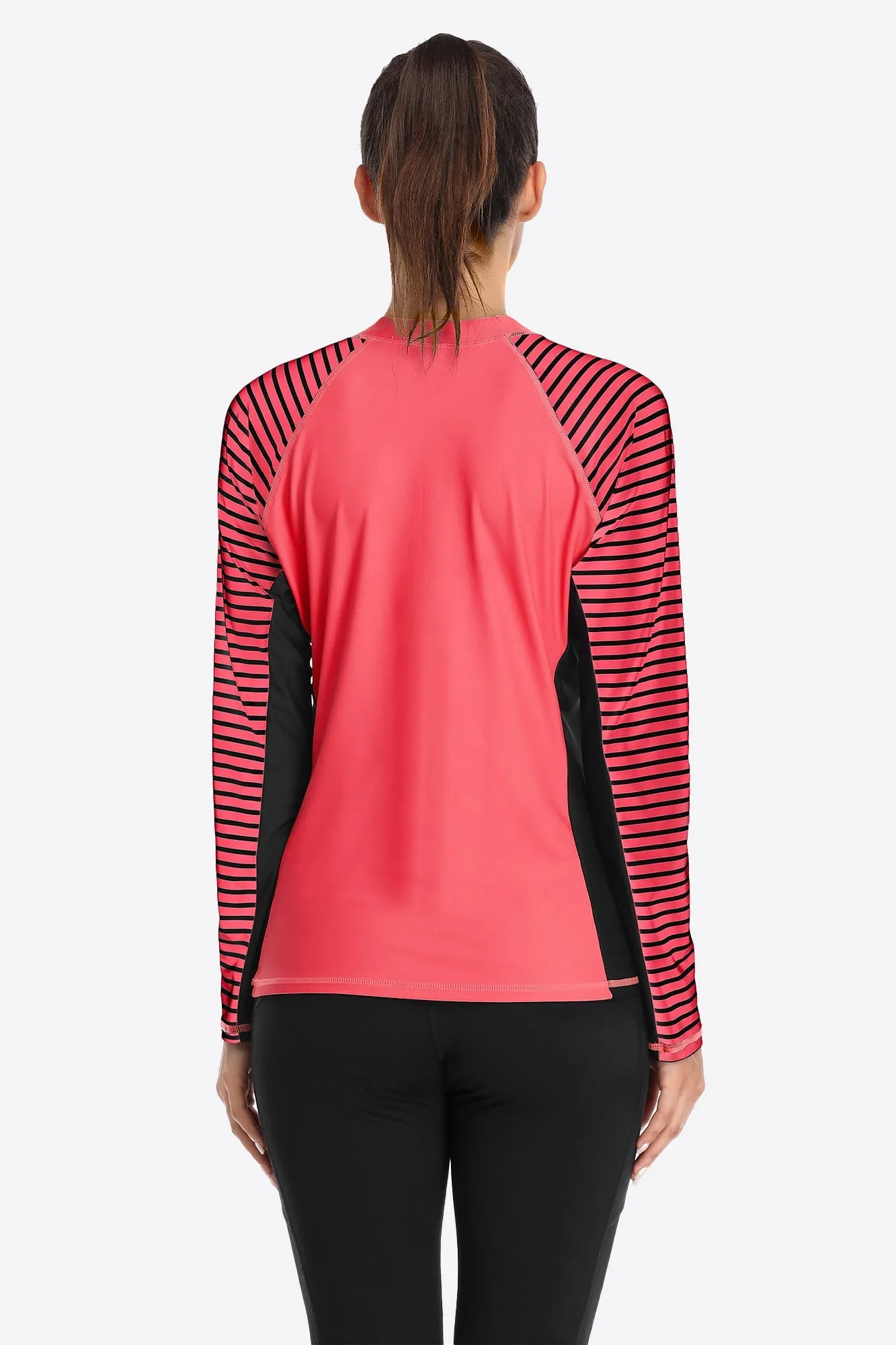 Clearance | Women's Stripe Long Sleeves UPF 50  Crew Rash Guard