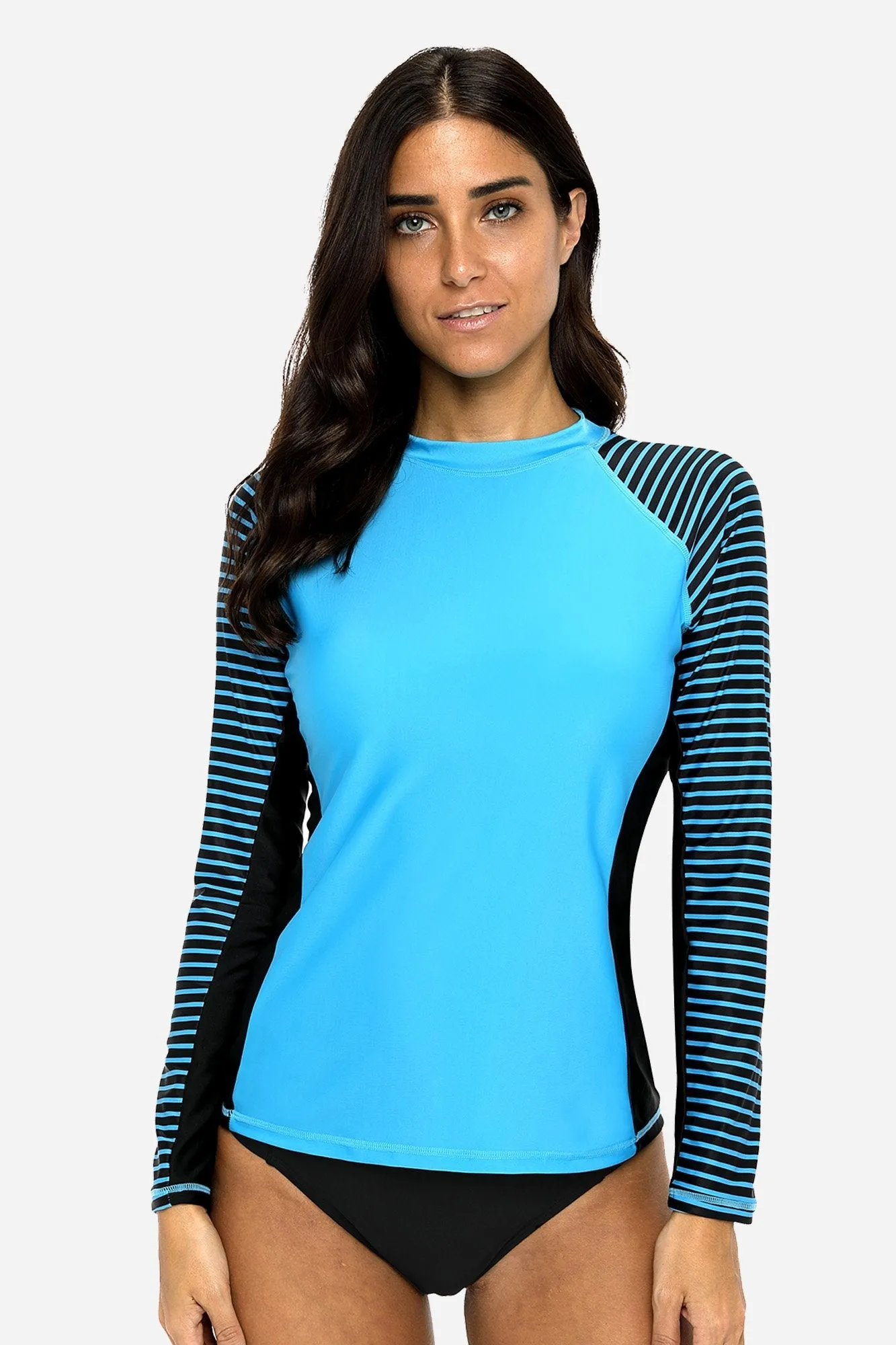 Clearance | Women's Stripe Long Sleeves UPF 50  Crew Rash Guard