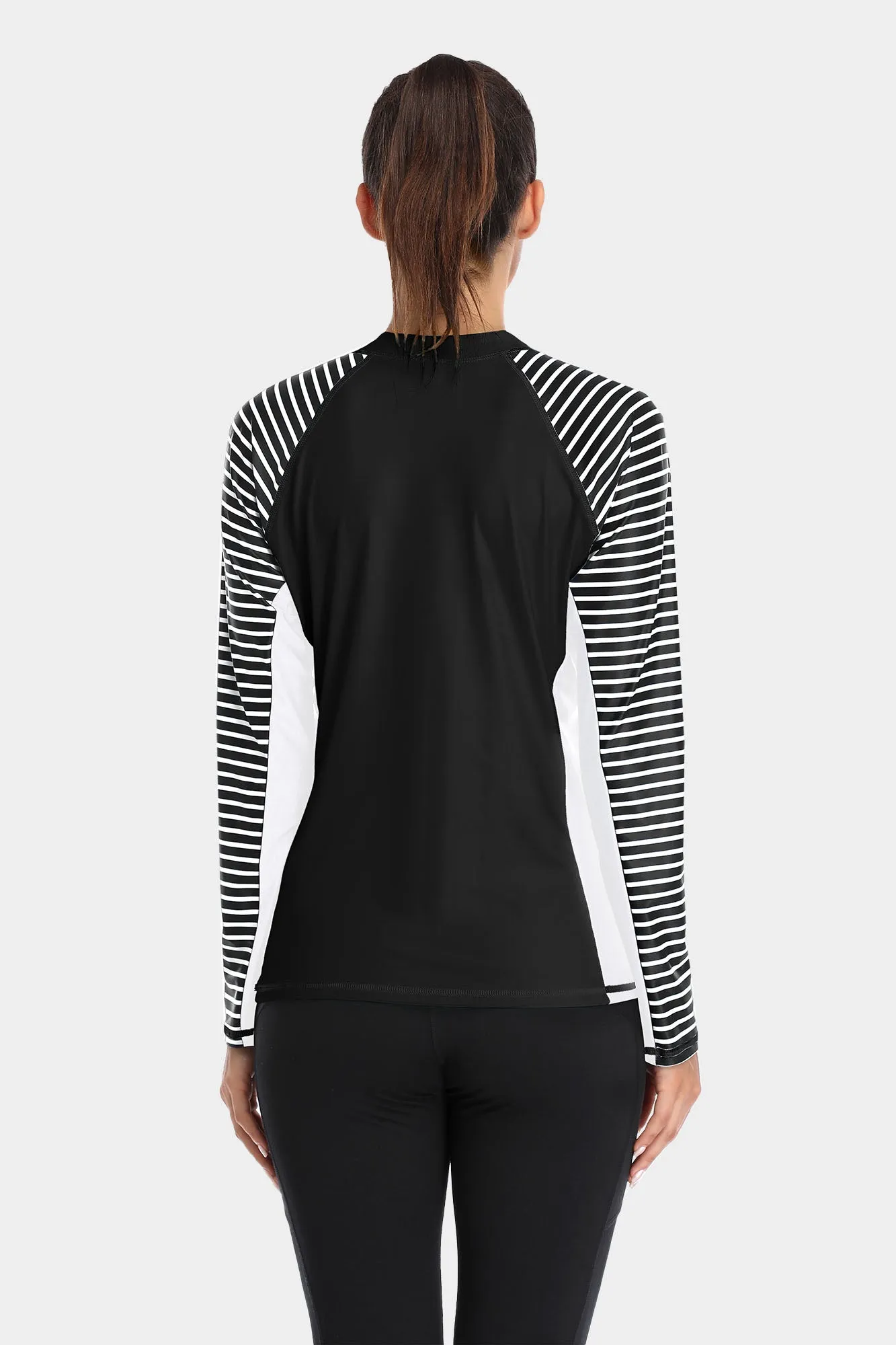 Clearance | Women's Stripe Long Sleeves UPF 50  Crew Rash Guard
