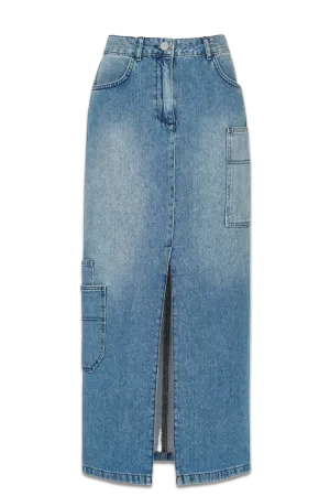 Cora Utility Denim Maxi Skirt