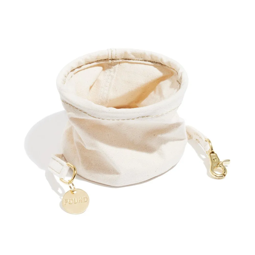 Cotton Canvas Collapsible Travel Dog Water Bowl Natural