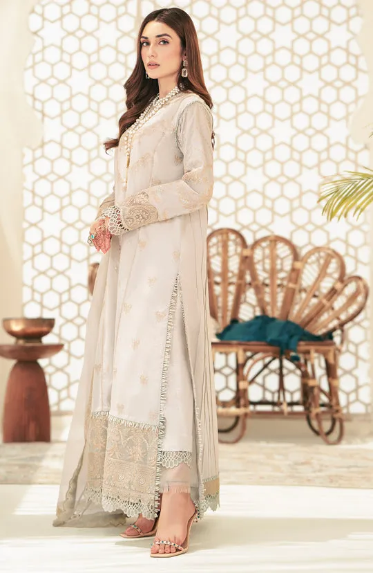 Cream Color  Pakistani Embroidered Salwar Kameez with Dupatta Dress