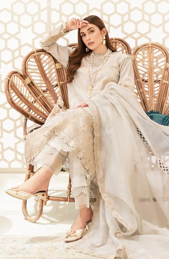 Cream Color  Pakistani Embroidered Salwar Kameez with Dupatta Dress