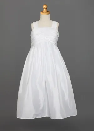 Criss-Cross Bodice Communion Dress in Taffeta and Sequin Fabric