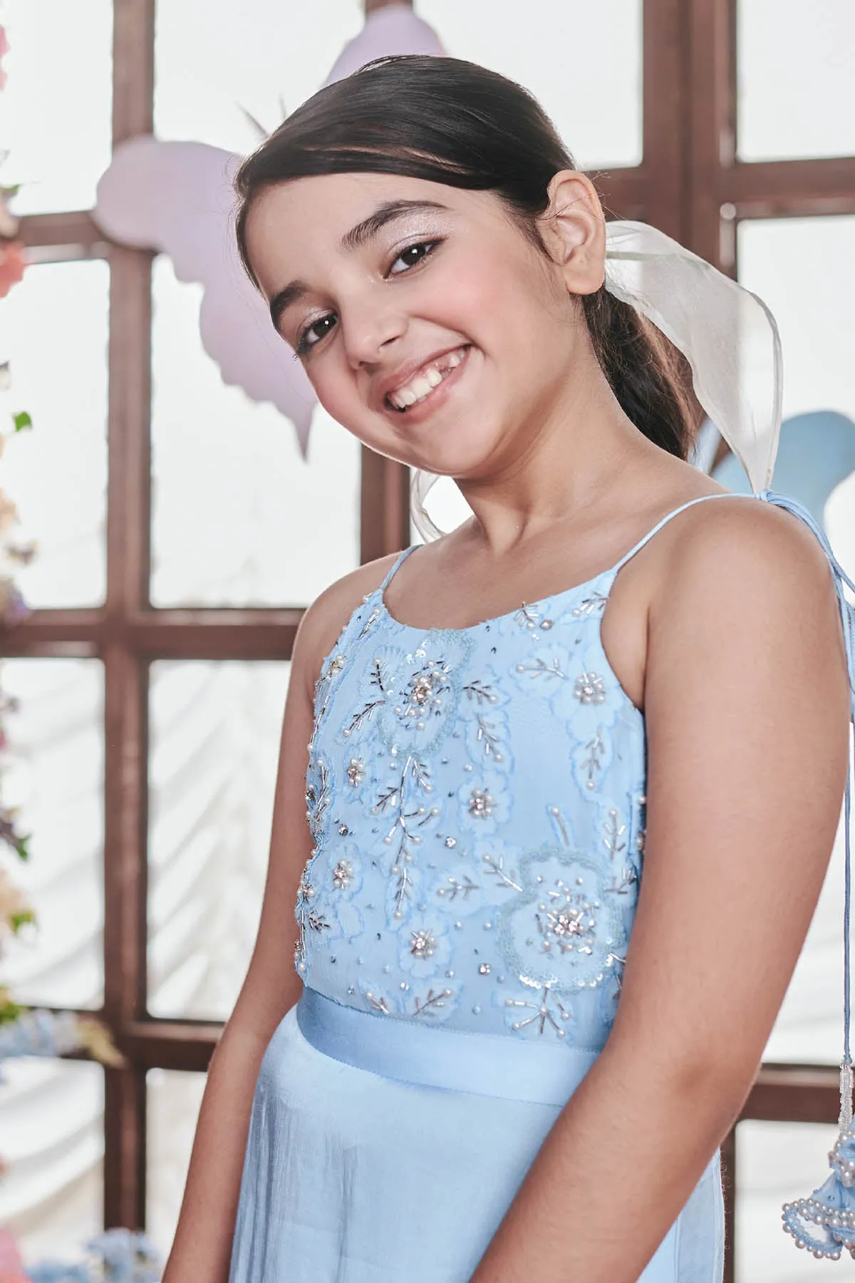Crystal Blue Floral Dhoti Jumpsuit
