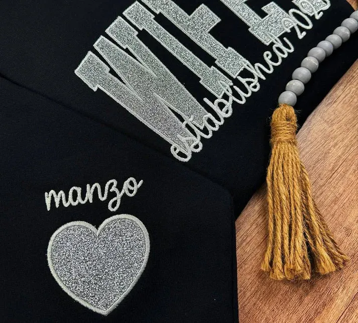 Custom Embroidered Applique Glitter  Sweatshirt