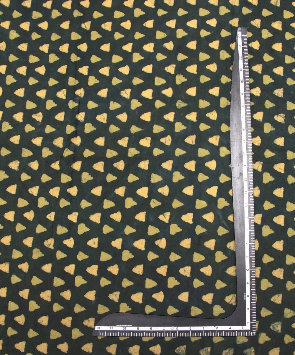 Deep Green Colour Floral Hand Block Print Cotton Fabric