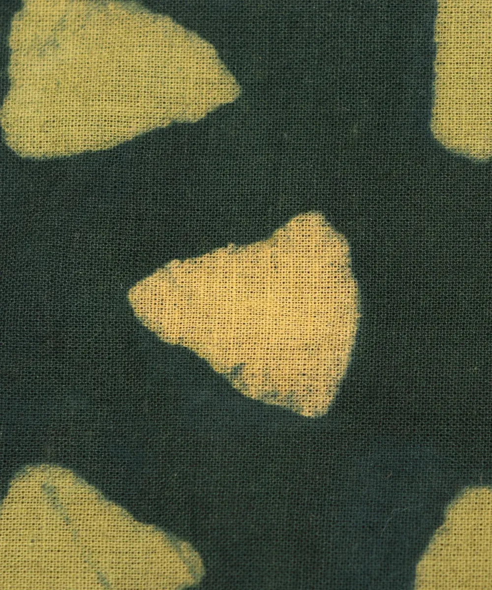 Deep Green Colour Floral Hand Block Print Cotton Fabric