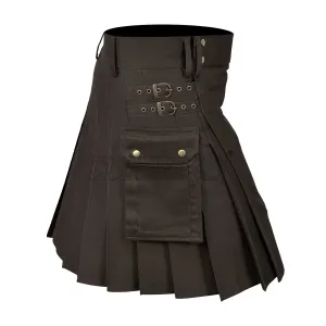 Deluxe Modern Dark Brown Utility Kilt For Men