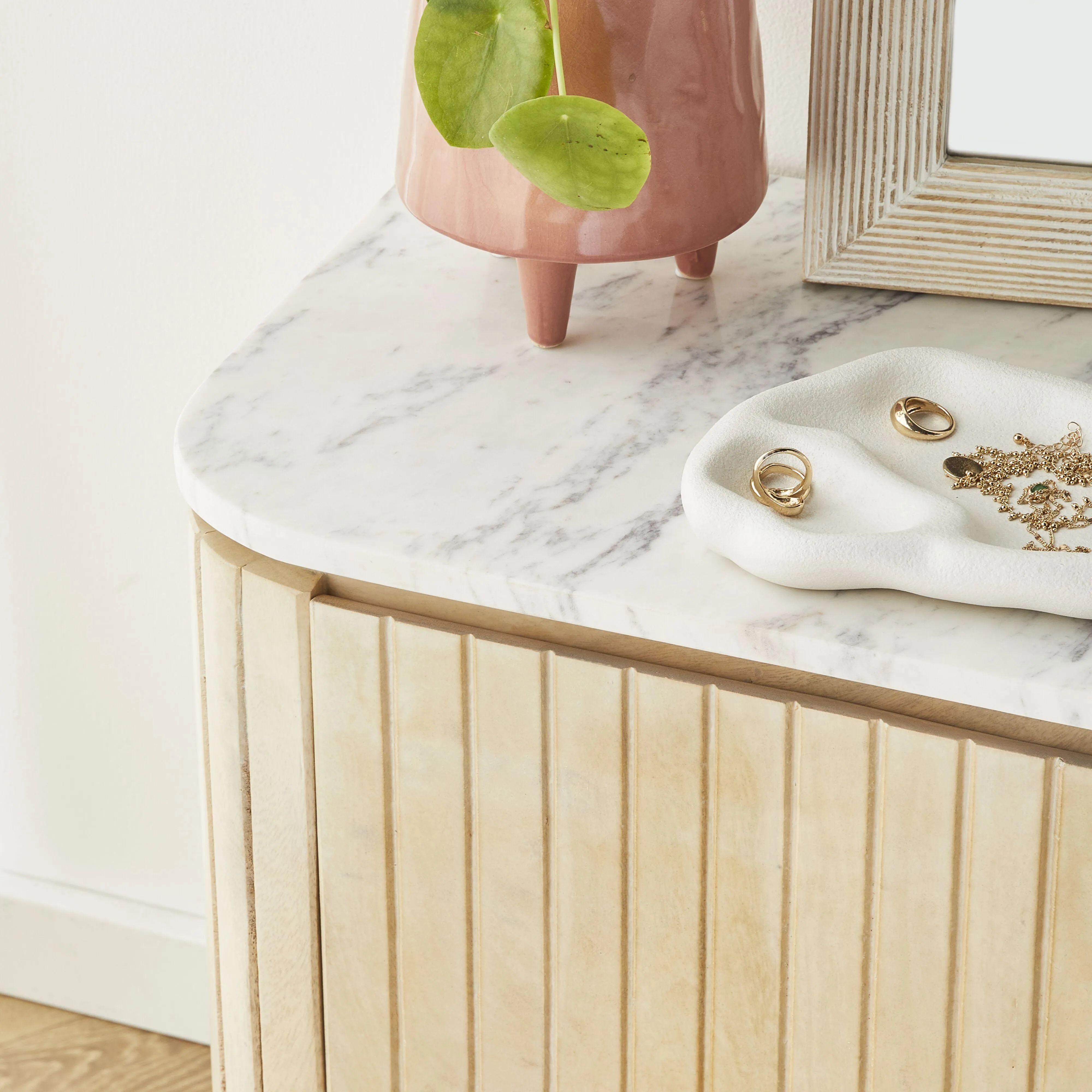 Deva Bedside with Marble Top Natural