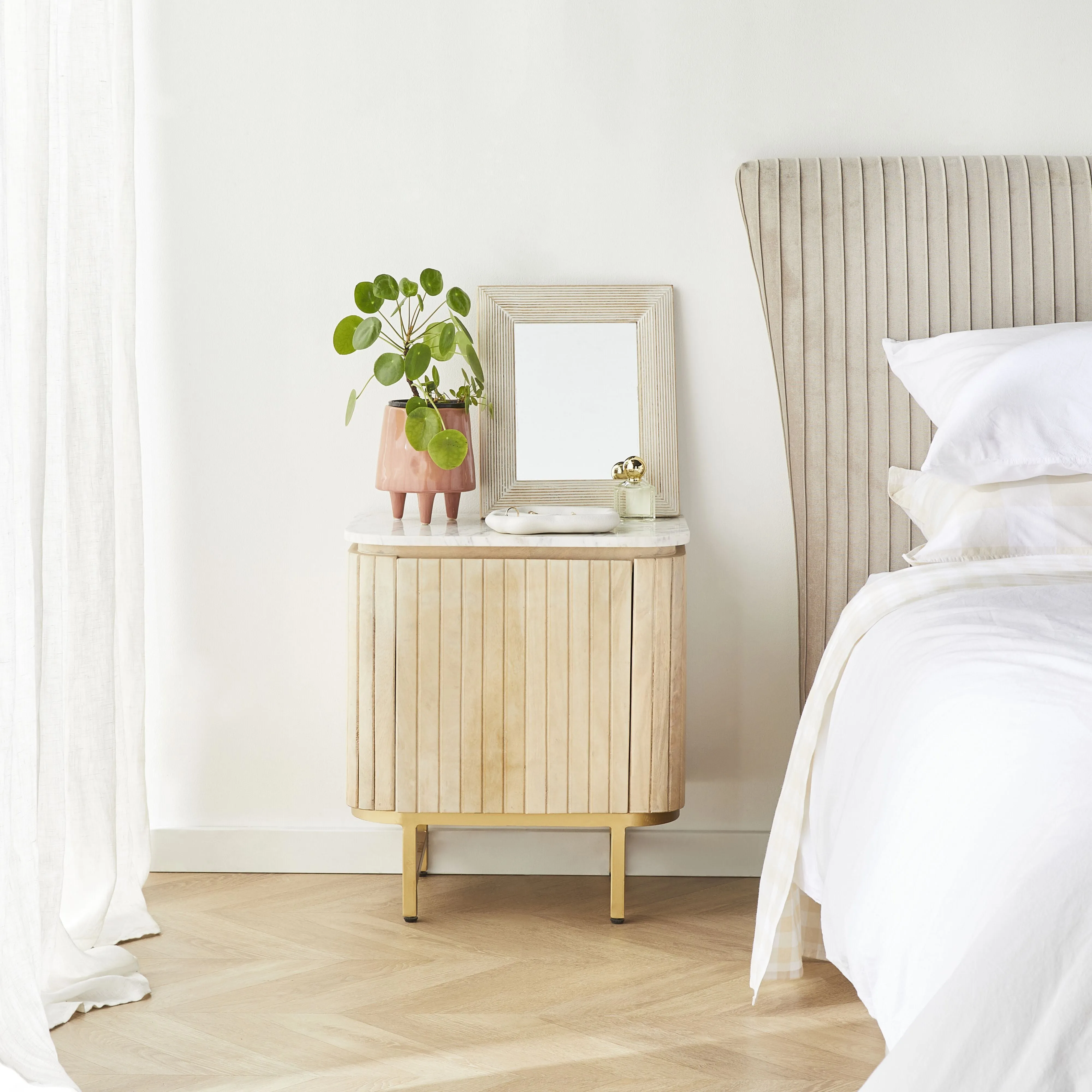 Deva Bedside with Marble Top Natural