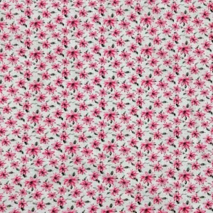Ditsy Pink Flowers Linen Mix Fabric