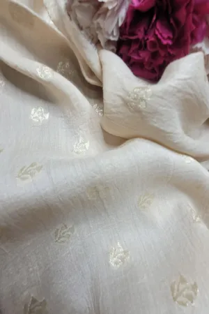 Dyeable Banarasi Handloom Pure Moonga Silk Booti Design Fabric ( 2.5 Mtr )