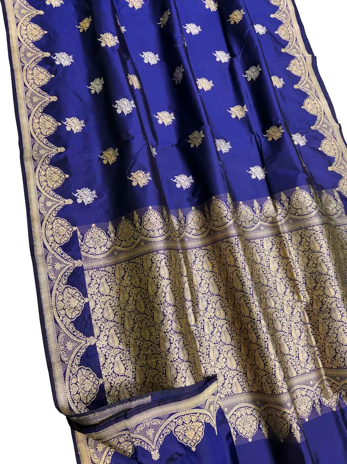 Elegant Blue Banarasi Silk Saree: Handloom Katan Silk