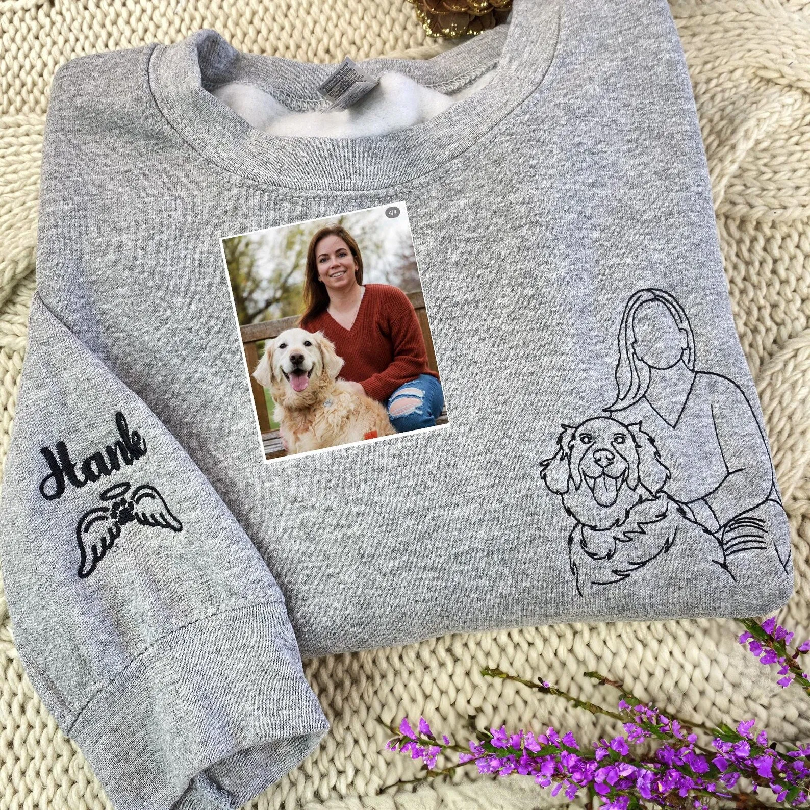 Embroidered Dog Sweatshirts,Custom Embroidered Pet Sweatshirts, Custom Dog Sweatshirts, Special Birthday Gift for Dog Mom/Dad, Pet Memorial