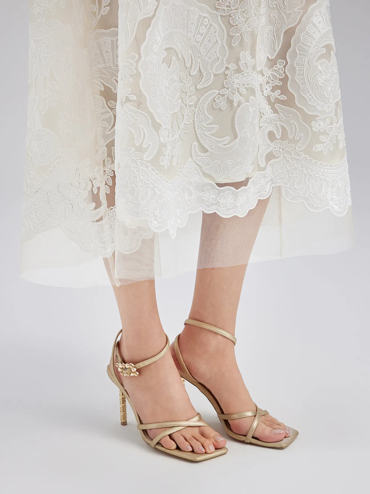 Embroidered Lace & Beaded Dress Set