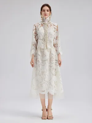 Embroidered Lace & Beaded Dress Set