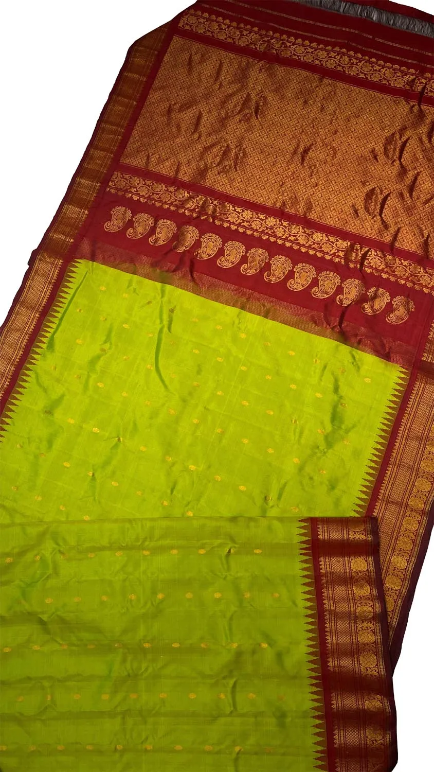 Ethically sourced Green Gadwal Silk Saree
