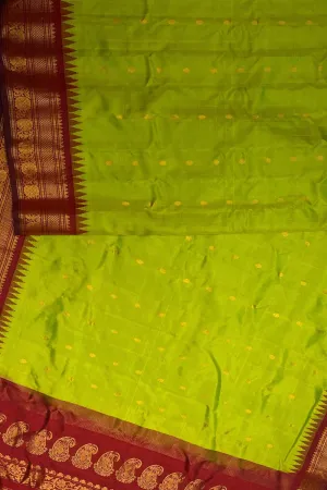 Ethically sourced Green Gadwal Silk Saree