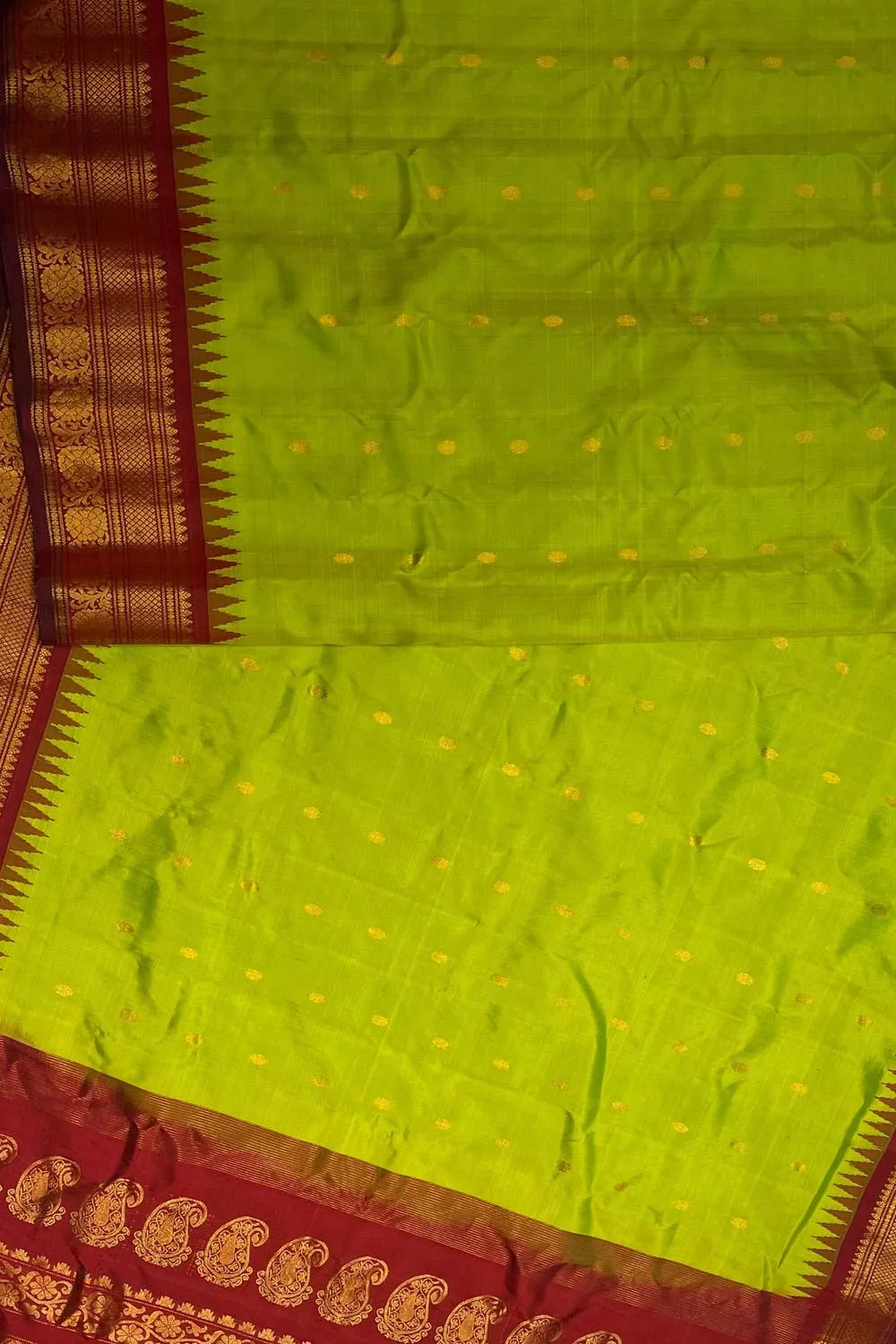 Ethically sourced Green Gadwal Silk Saree