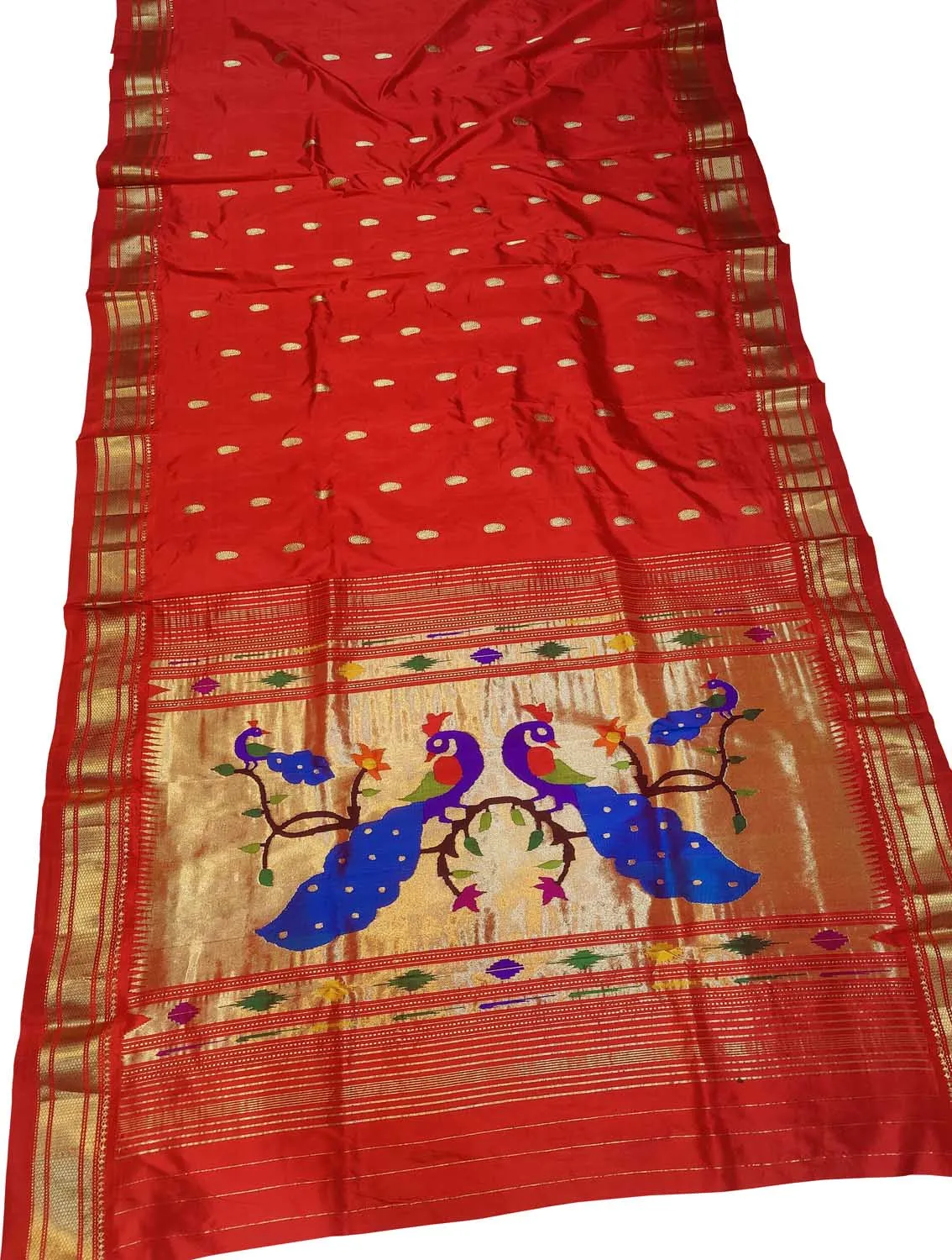 Exquisite Red Paithani Pure Silk Saree Handloomed