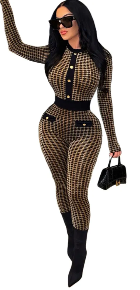 Fashion Sexy Button Cardigan Printed Wholesale Women'S Jumpsuits