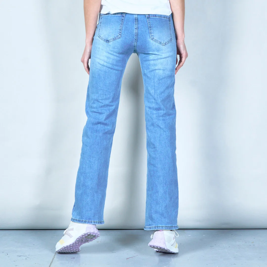 Floral embroidered denim jeans wholesale