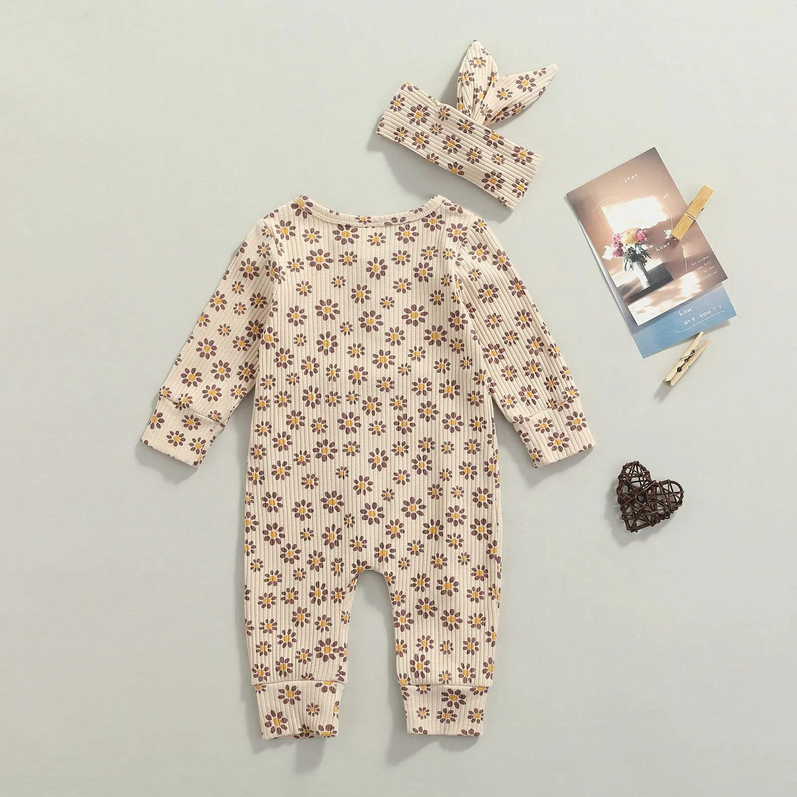FLOWER Ribbed Jumpsuit with Headband