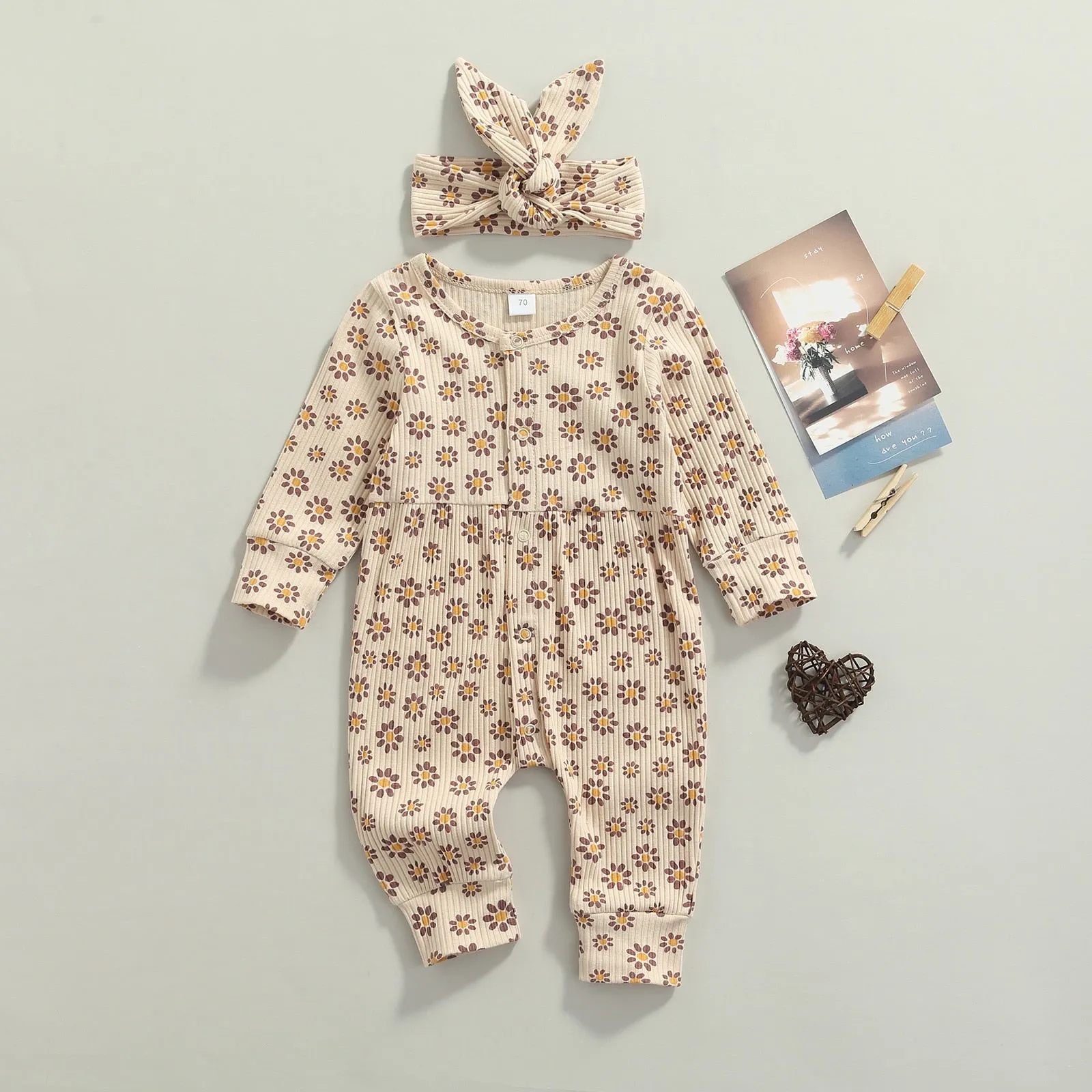 FLOWER Ribbed Jumpsuit with Headband