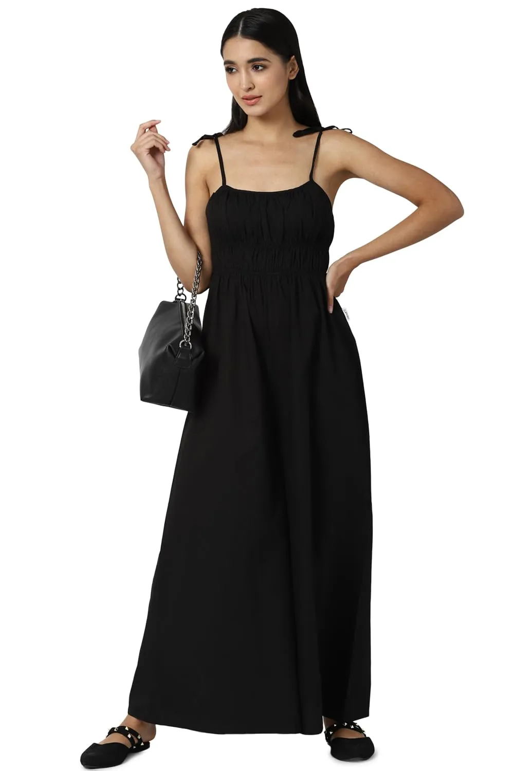FOREVER 21 women's Cotton Classic Midi Dress (594710_Black