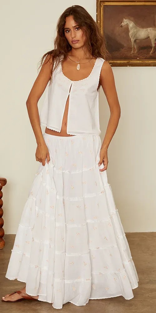 Francie Embroidered Top White