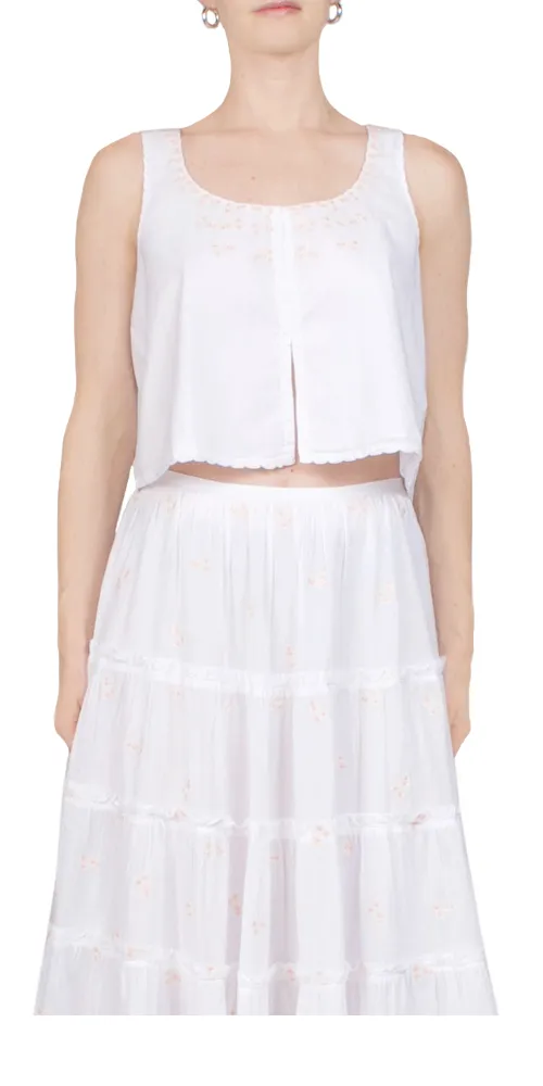 Francie Embroidered Top White