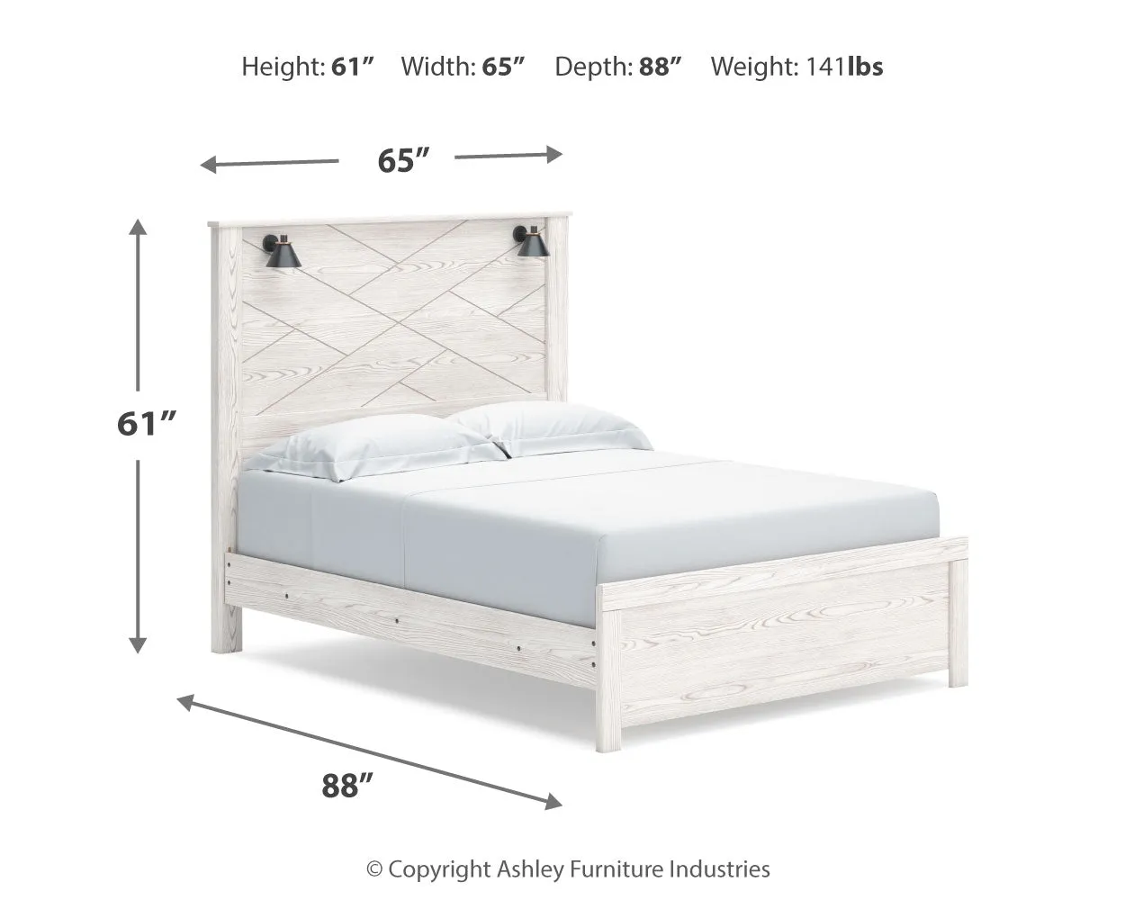 Gerridan Queen Panel Bed with Dresser and 2 Nightstands in White/Gray