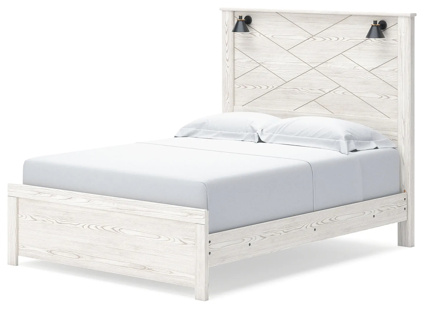 Gerridan Queen Panel Bed with Dresser and 2 Nightstands in White/Gray