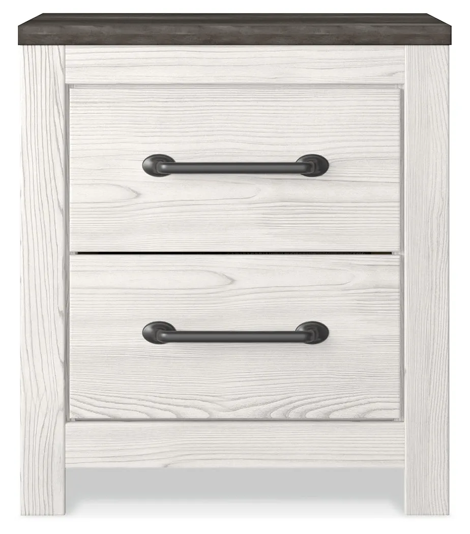 Gerridan Queen Panel Bed with Dresser and 2 Nightstands in White/Gray