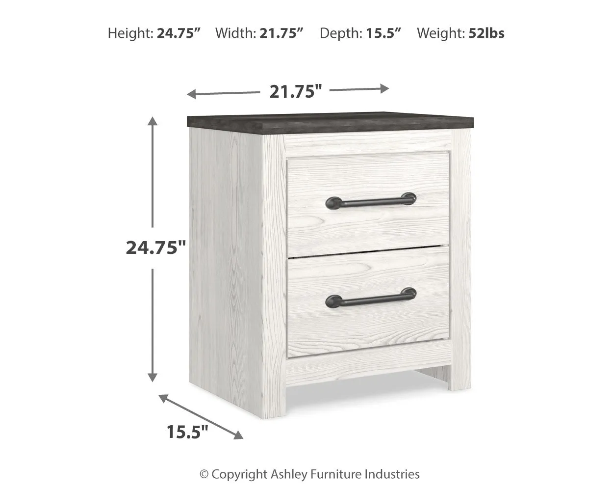 Gerridan Queen Panel Bed with Dresser and 2 Nightstands in White/Gray