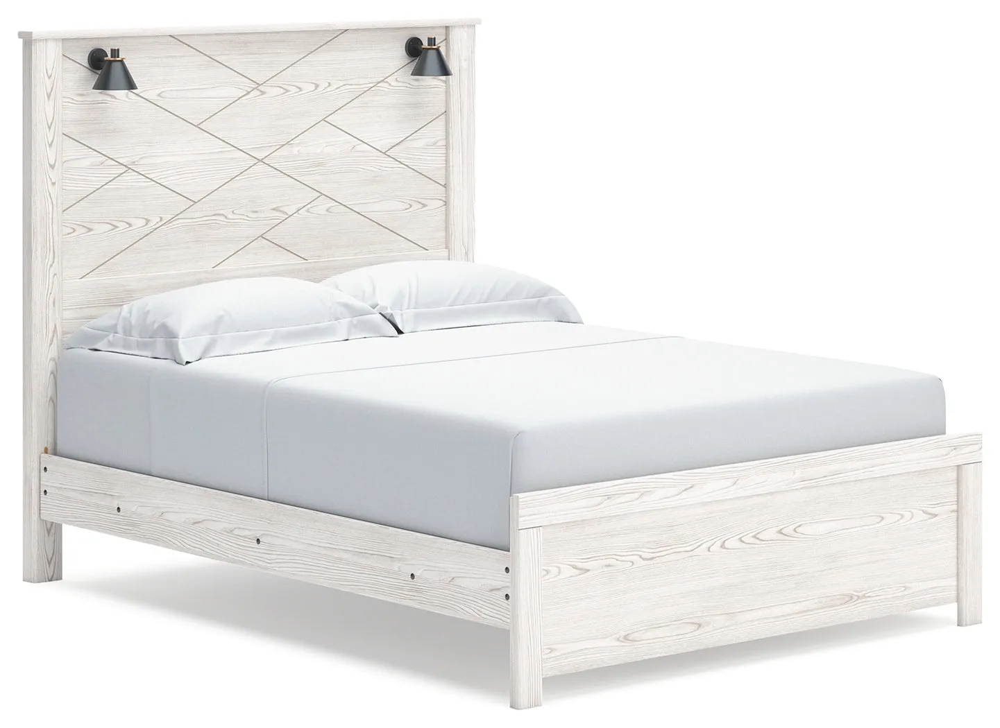 Gerridan Queen Panel Bed with Dresser and 2 Nightstands in White/Gray