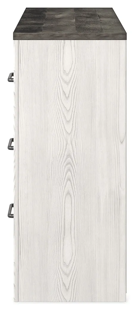Gerridan Queen Panel Bed with Dresser and 2 Nightstands in White/Gray