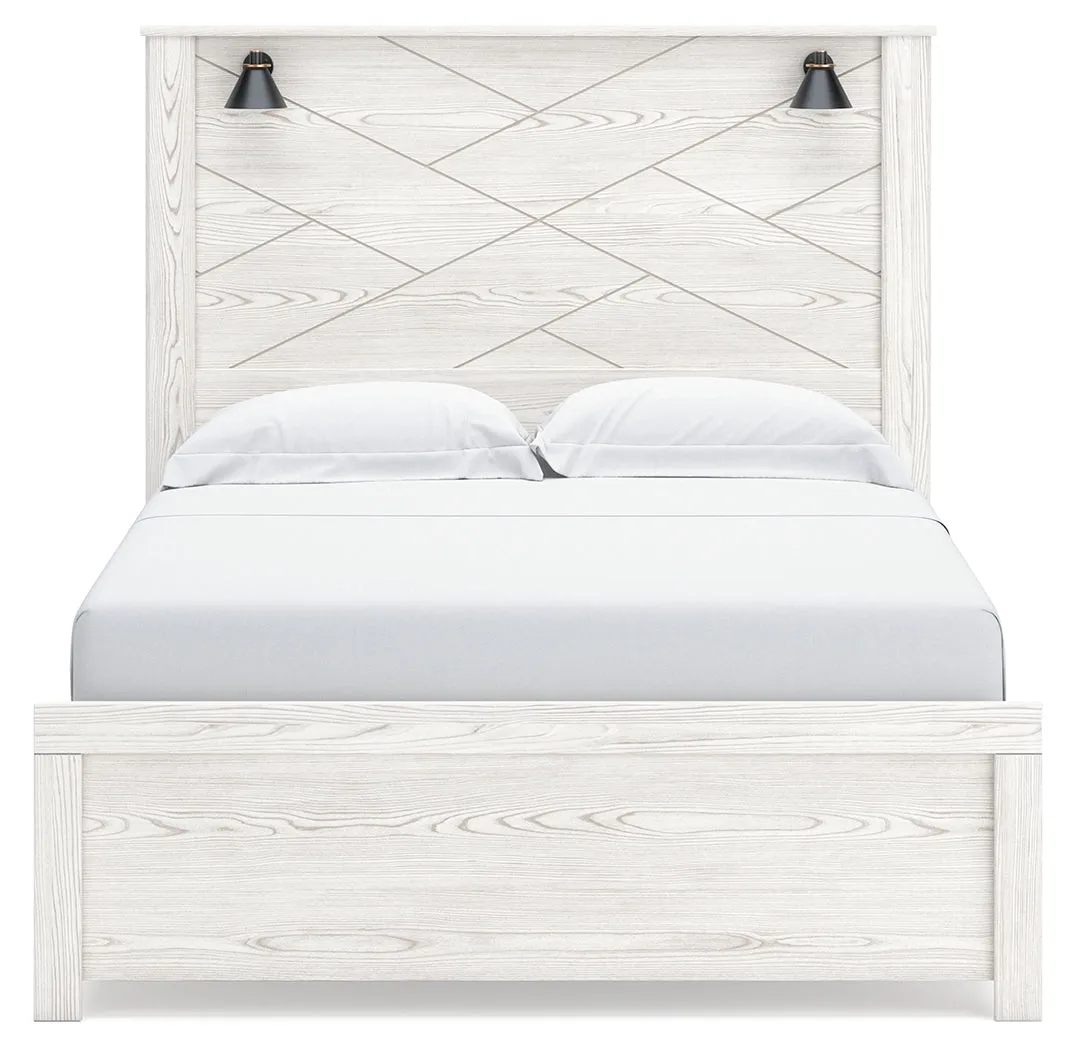 Gerridan Queen Panel Bed with Dresser and 2 Nightstands in White/Gray