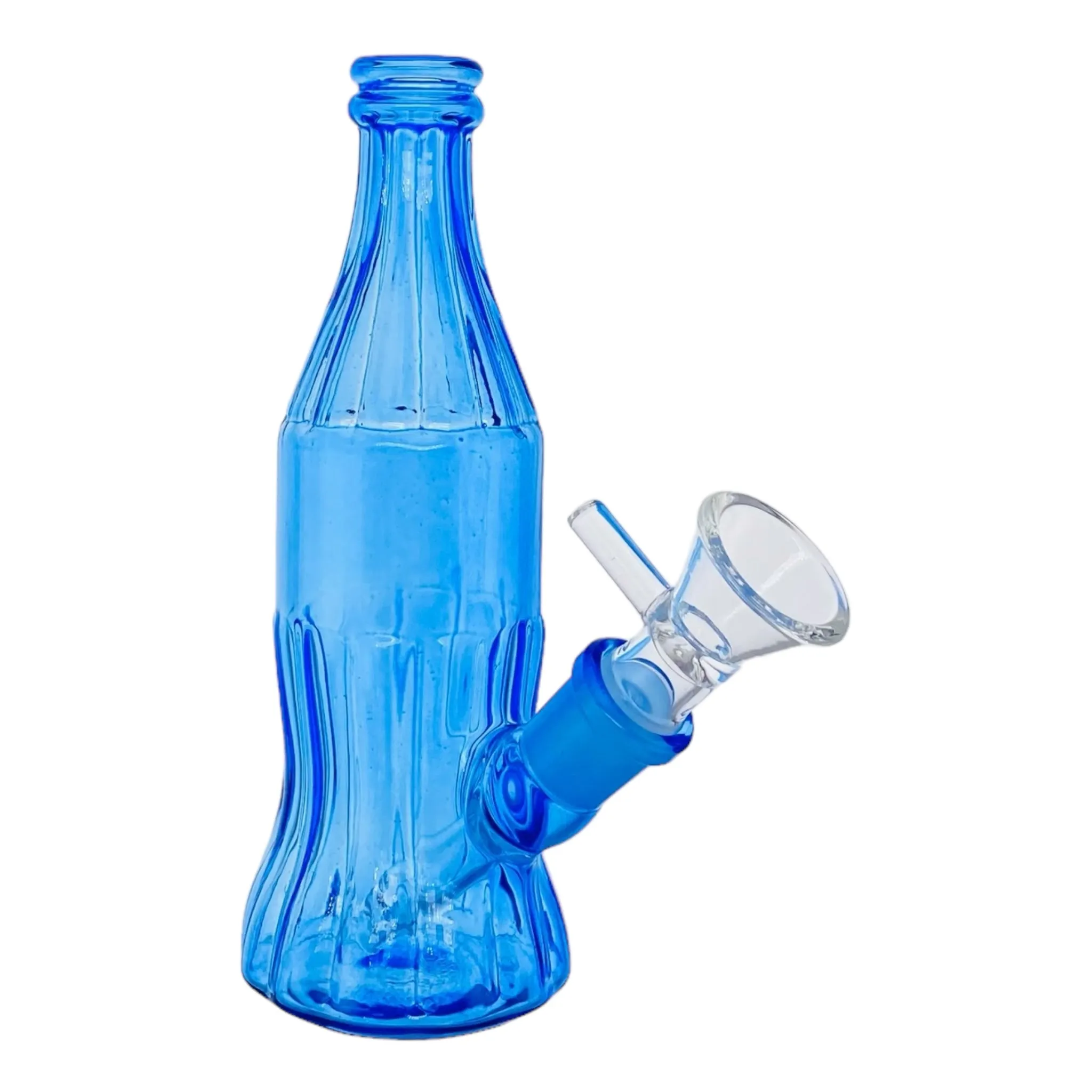 Glass Cola Bottle Bong Blue