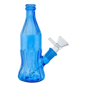 Glass Cola Bottle Bong Blue