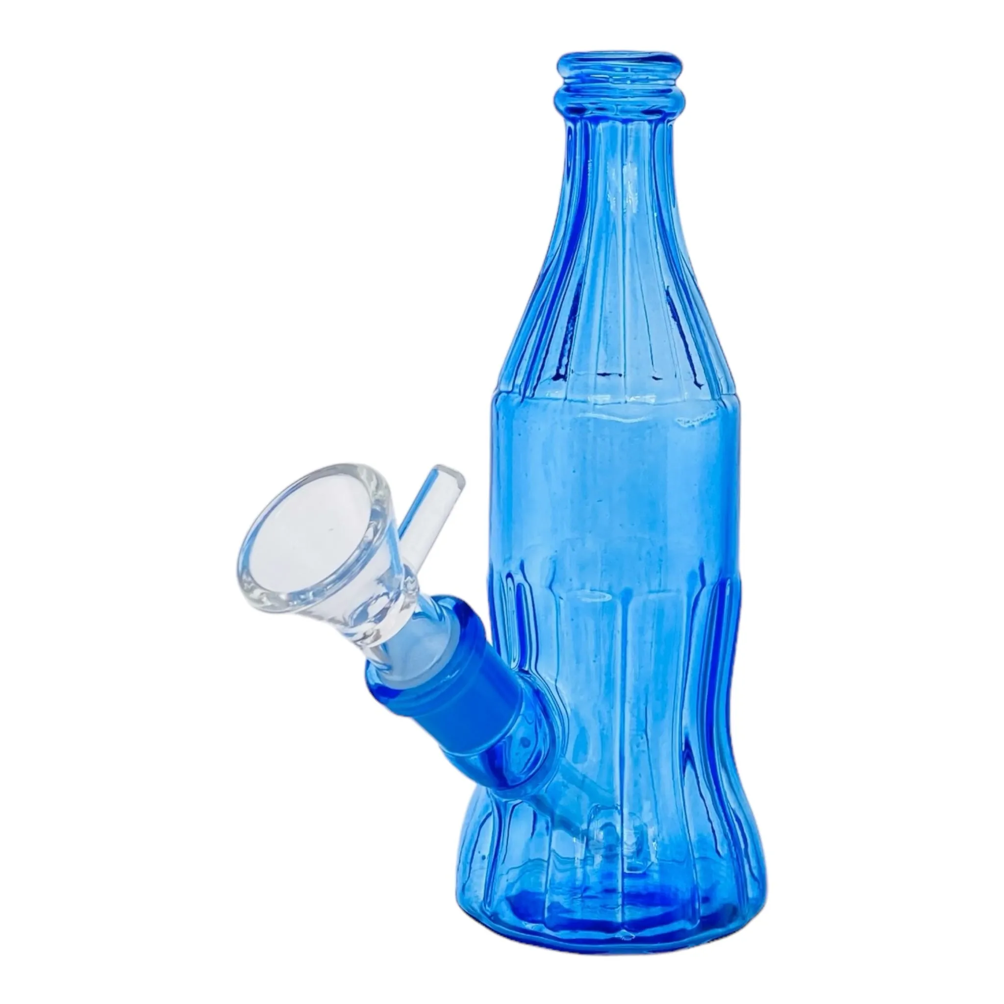 Glass Cola Bottle Bong Blue