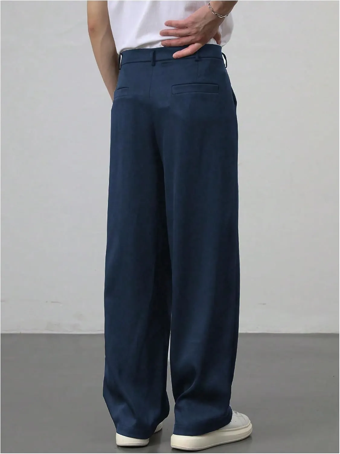 GORGLITTER Men's Baggy Wide Leg Dress Pant Straight Leg Suit Pant Lightweight Modern Fit Business Trousers