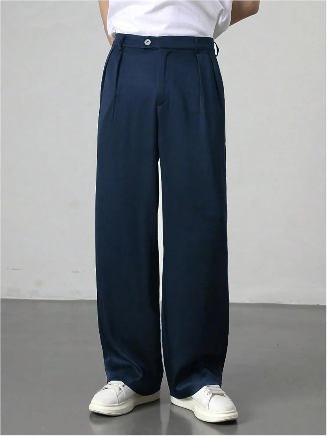 GORGLITTER Men's Baggy Wide Leg Dress Pant Straight Leg Suit Pant Lightweight Modern Fit Business Trousers