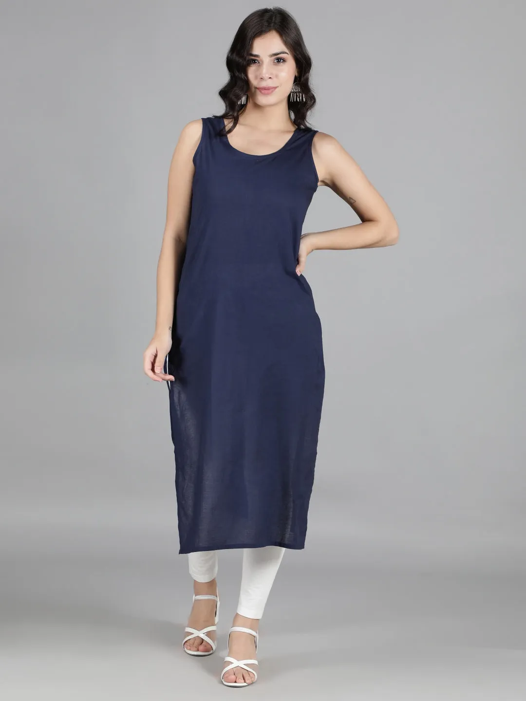 Hand Embroidered Navy Blue Chikankari Kurta