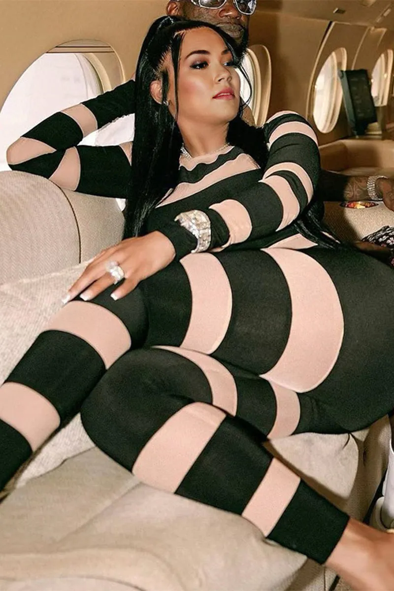 JD097 Two Tone Bodycon Jumpsuits