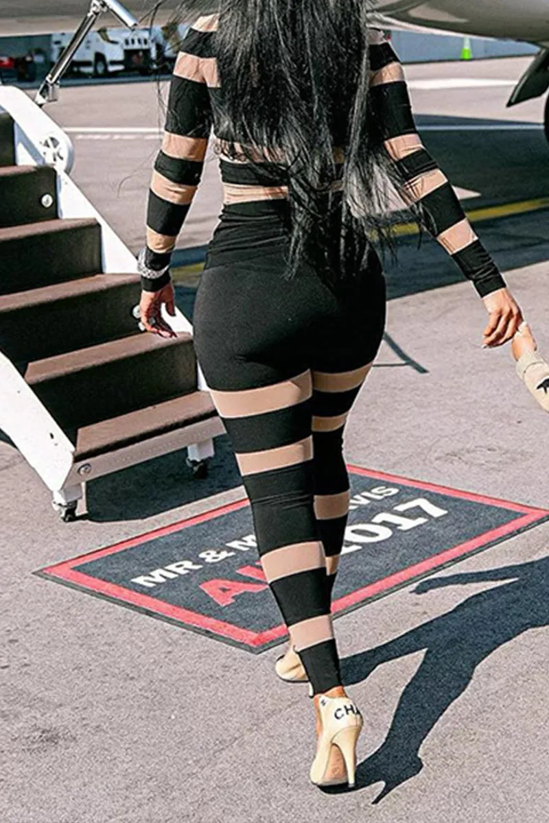 JD097 Two Tone Bodycon Jumpsuits