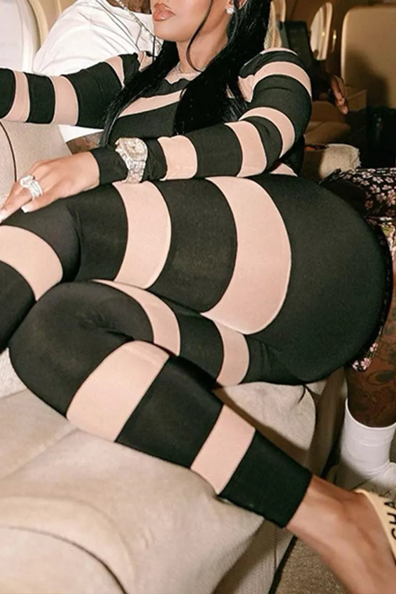 JD097 Two Tone Bodycon Jumpsuits