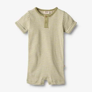 Jumpsuit S/S Alfred - sage green stripe